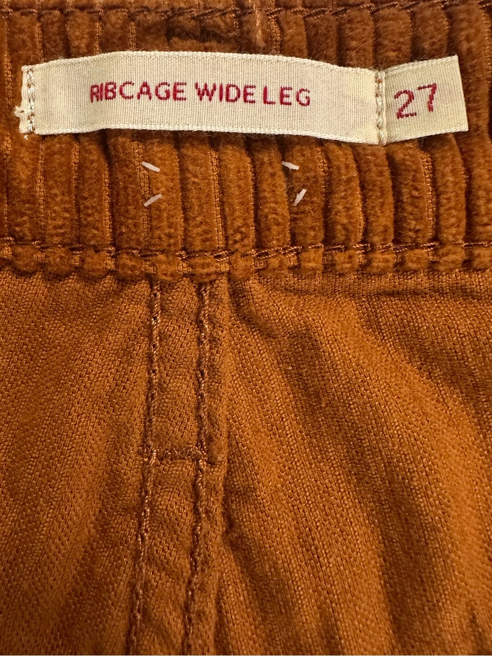 Levi’s Ribcage Wide Leg Corduroy Crop Pants Burnt Orange High Rise 27 - Picture 7 of 12
